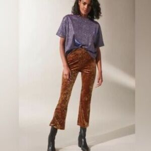 Urban Outfitters Purple Top and Brown Velvet Flare Pants